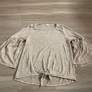 Caution To The Wind Womens Gray Heather 3/4 Bell Sleeve Blouse Top Size XS/Small